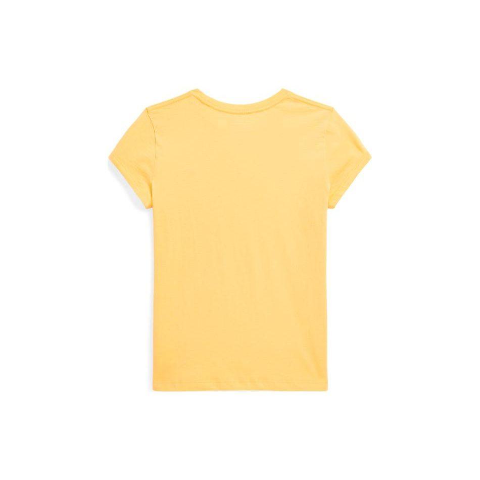 Polo Ralph Lauren Kids однотонная повседневная футболка с круглым вырезом и коротким рукавом, детские топы желтого цвета CWPOTSHG8020270-700