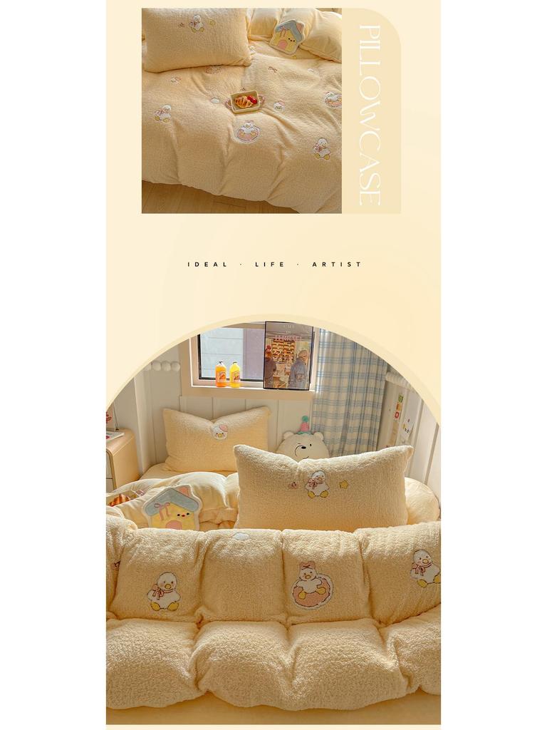 Зимний плюшевый бархатный комплект постельного белья: Фланелевые флисовые простыни и плюшевый пододеяльник