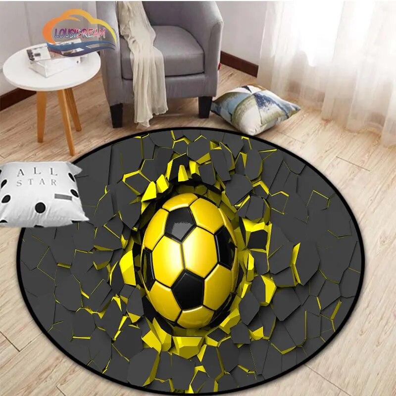 Ковер с изображением футбола, украшение для гостиной, круглая кровать, стул, коврик для дома, входная дверь, дети