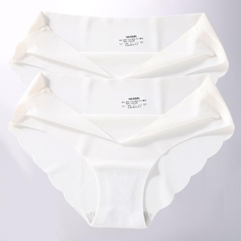2PCS/Set M-XL Seamless Ice Silk Sexy Women Panties Pantys 7 Solid Colors Breathable Pantys Underwear For Girls Lingerie