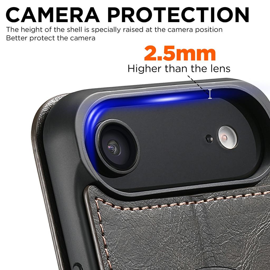 SUTENI J05 Для iPhone Air Чехол Совместимый с MagSafe Текстурированная PU Кожаная Обложка-Книжка для Телефона