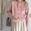 Autumn and Winter Women's Sweater Retro Soft Lazy Wind Twist Croco Button Sweater Women Loose Knitted Cardigan