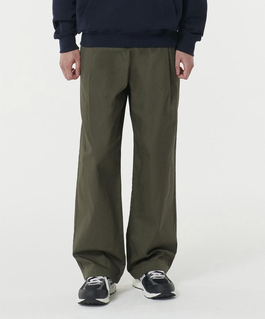 MUSINSA STANDARD Cotton Deep Tuck Wide Elastic Waist Pants [Khaki]