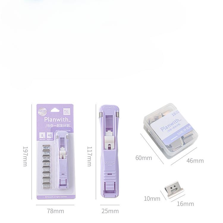 1Pc Creative Stapler Without Staples Creative Simplicity Candy Color Pusher A4 Paper Storage Clip Pusher Office/student Supplies