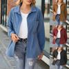Spring and Autumn Women's Solid Color Loose Fashion Button Long-sleeved Cardigan