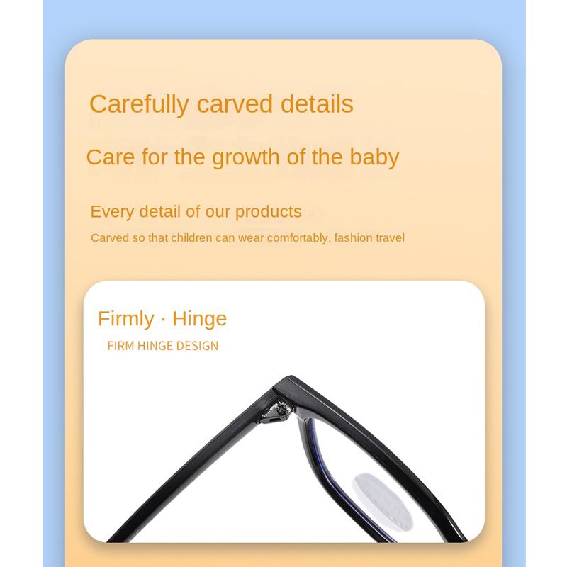 Photochromic Square Rice Nail Children's Eyeframe Color Change Anti Blue Light Flat Mirror Glasses Cute Boys And Girls