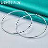 URMYLADY 925 Sterling Silver Smooth 50/60/70/80mm Earrings For Women Charm Jewelry