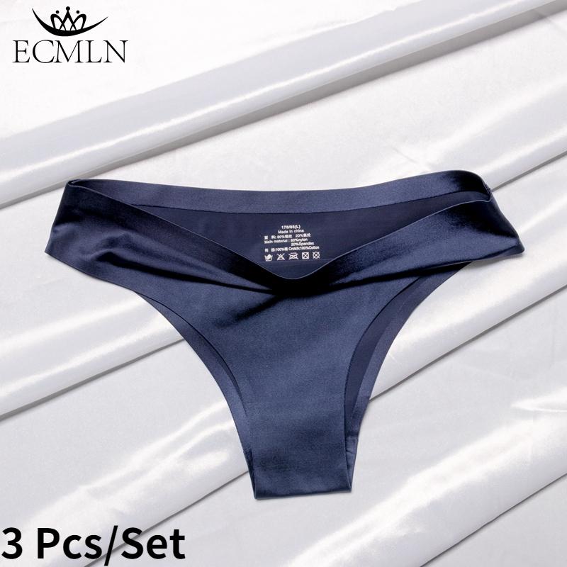 3 Pack Women Ice Silk Feeling Thongs Seamless Sexy Panties Lingerie Underwears