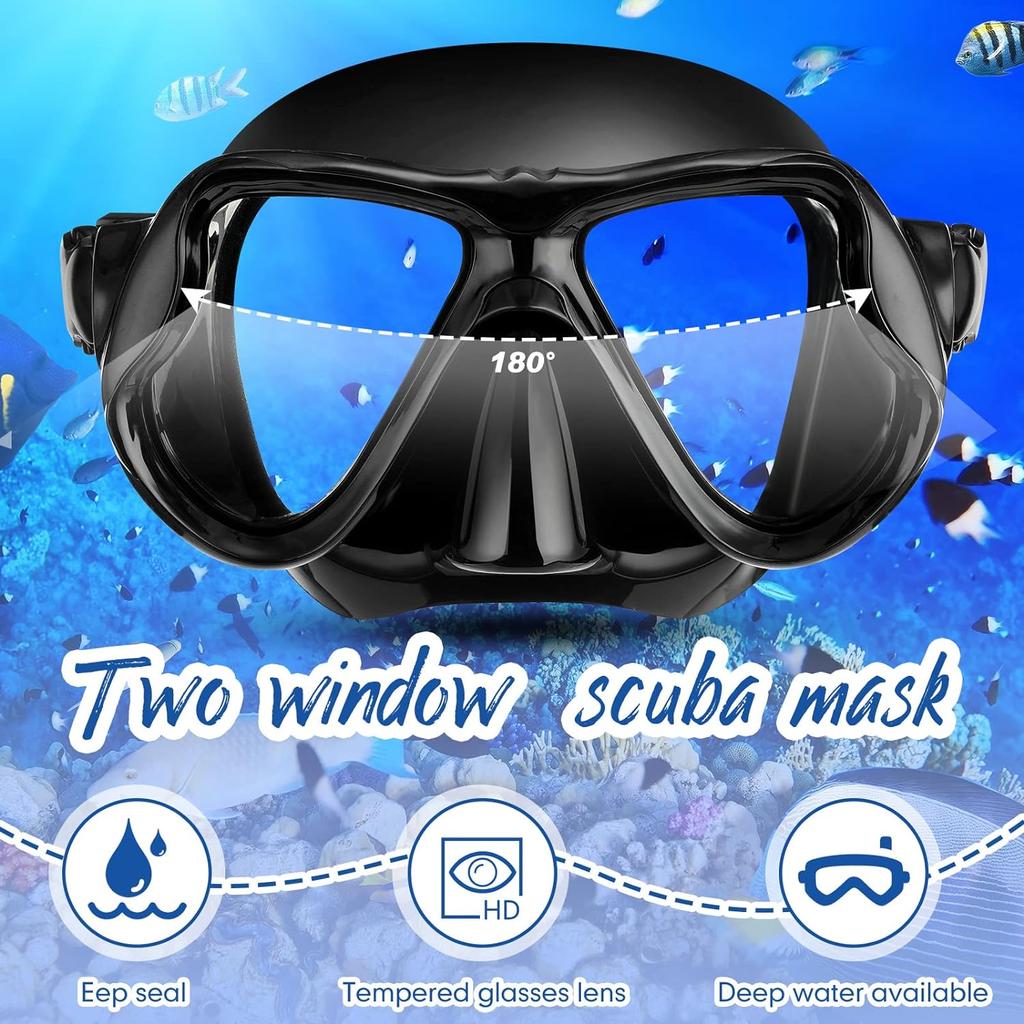 2 Pack Swimming Face Masks For Adult Swimming Snorkeling Goggles With Nose Cover Anti-Fog Clear Vision Tempered Glass For Diving Swimming