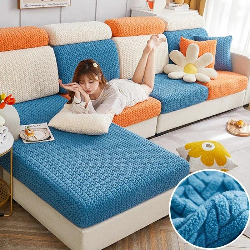Толстый жаккардовый чехол на подушку для дивана, эластичный секционный чехол для дивана, L-образный угловой чехол для дивана, роскошный чехол для гостиной, домашние животные
