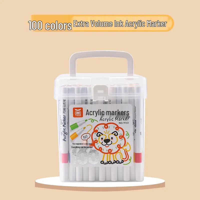 Acrylic Marker Set: 120 Colors, Opaque, Washable for Students and Kids' Art Projects