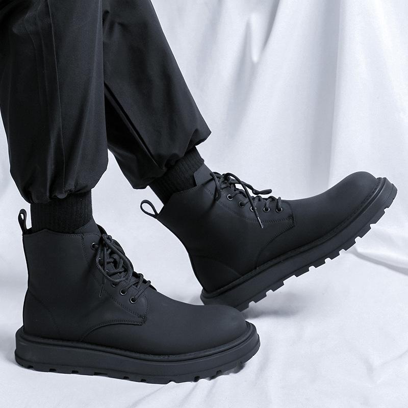 Ботинки Мартин с большой головой мужские осенние новые на толстой подошве увеличивающие рост в британском стиле локомотивные рабочие короткие ботинки 22728-R
