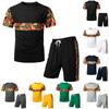 Men's Fashion Pattern Printed Mesh Fashion Casual Sports Short Sleeve Shorts Tops Set