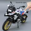 Large 1:9 R1250GS S1000RR Motorcycle Metal Diecast Model Toy Metal Body Sound Light Cars Models Birthday Gifts Collection