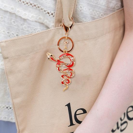 Keychain Shiny Rhinestones Snake Shape Key Ring Decorative Car Key Holder Bag Handbag Charm