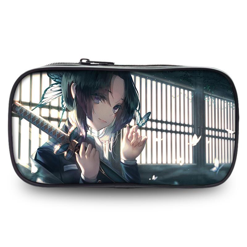 Large Capacity Demon Slayer Pen Bag Stylish Oxford Fabric Stationery Pouch