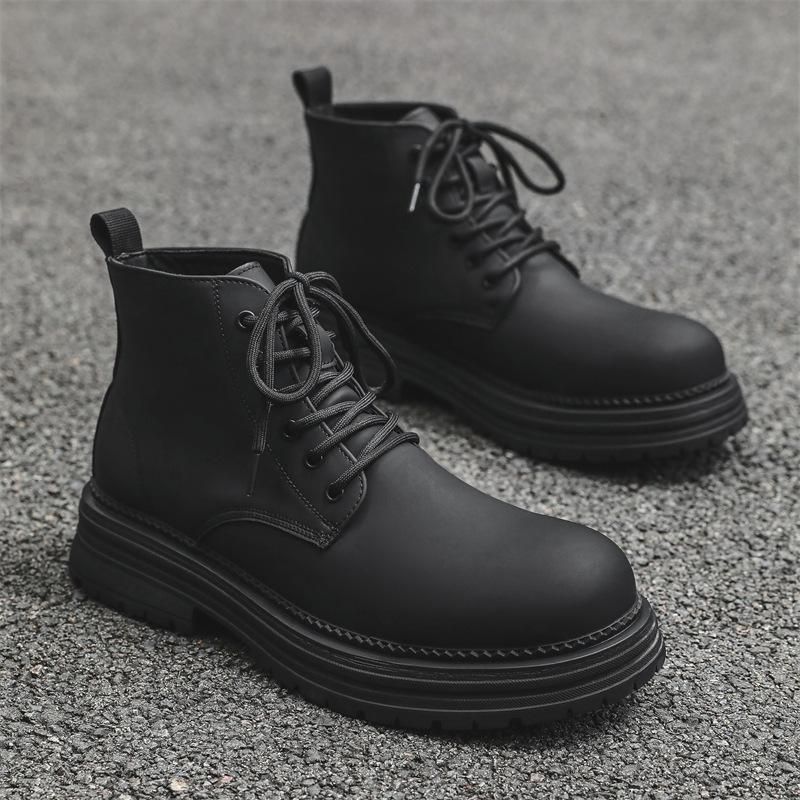 Мужские повседневные осенне-зимние ботинки черные модные оригинальные кожаные туфли для вечеринки, выпускного платья, ковбойские ботинки на платформе, крутые ботильоны, мужские