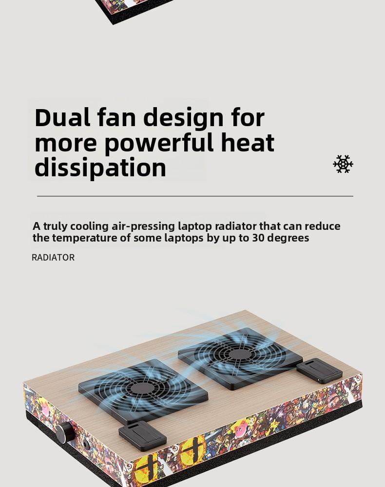 Custom Replacement / Add-On Air-Blowing Cooler Pad for Gaming Laptop – Dual Fan Silent Operation, Dust Screen Included, Works