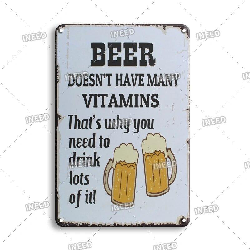 Tin Sign Beer Slod Here Vintage Metal Plaque Retro Metal Plate Funny Drink Vintage Iron Poster for Pub Club Man Cave Bar Decor