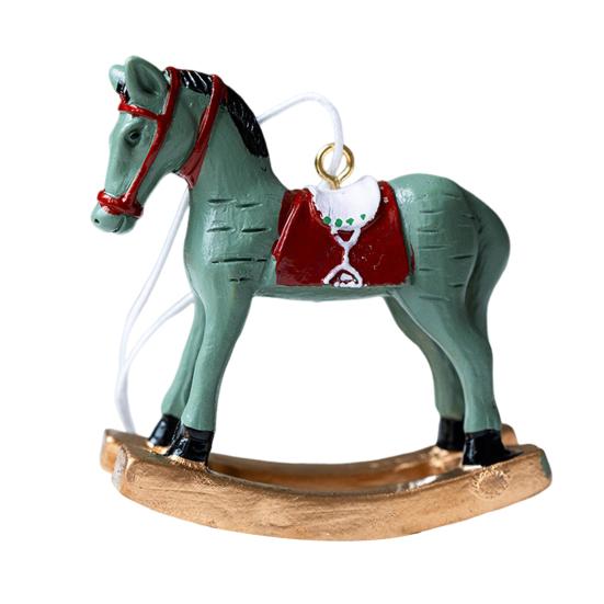 Christmas Hanging Horse Figurines Resin Rocking White Horse Ornament Eye-catching Festive Atmosphere Decorations