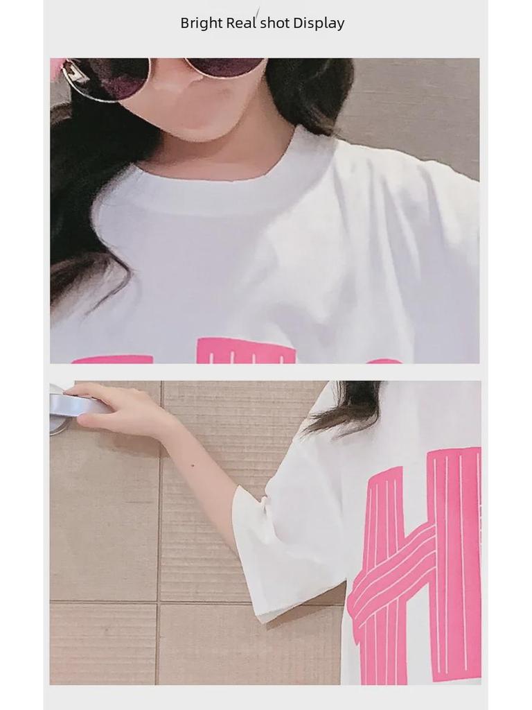 Летнее стильное платье-футболка средней длины с короткими рукавами для девочек 2023 года для детей старшего возраста