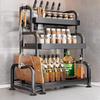 Modern 3-Tier Countertop Spice Rack with Knife & Utensil Holders