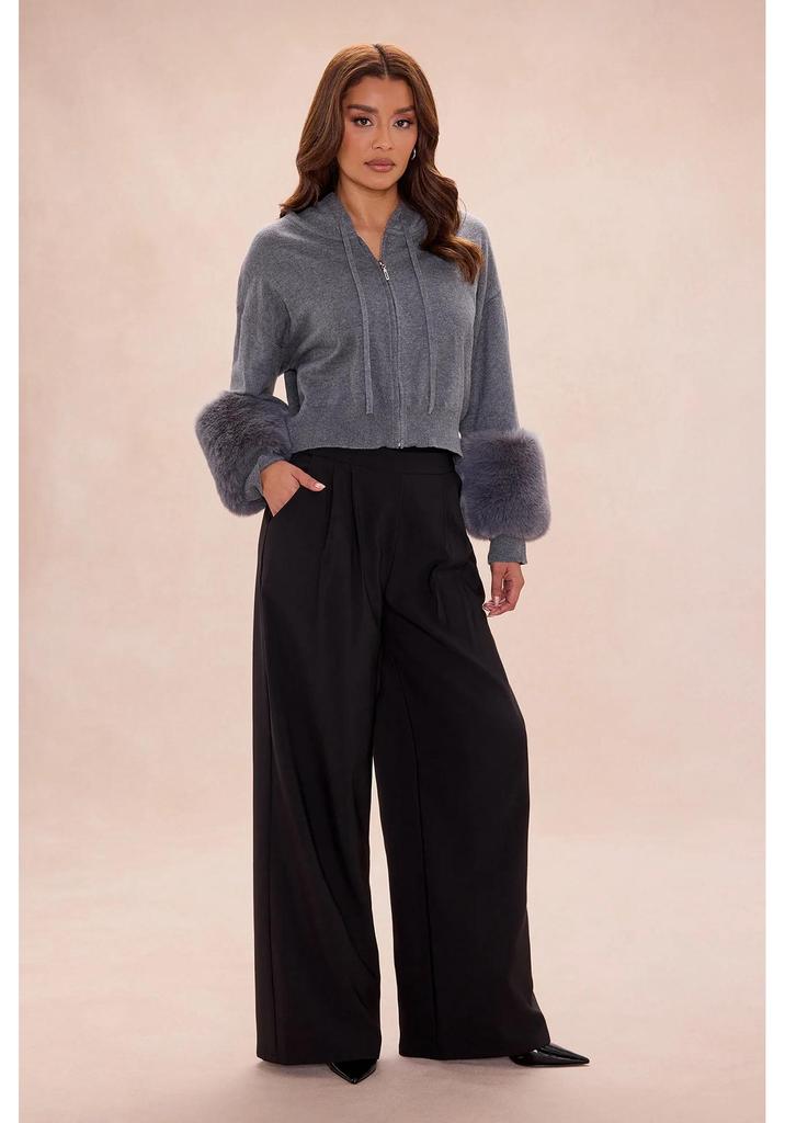 2026 Women's Cropped Hooded Zip-Up Sweatshirt Jacket with Plush Cuffs