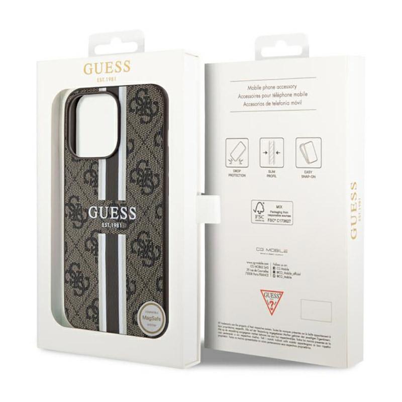 Guess 4G Printed Stripes Magsafe - Etui Iphone 13 Pro Max (Brązowy)