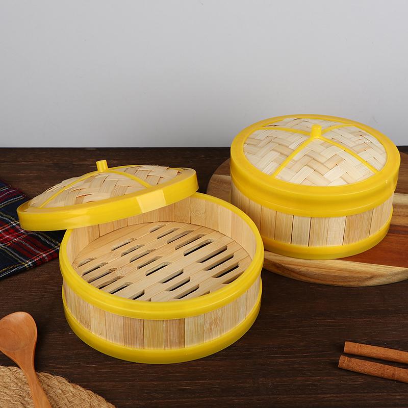 1 шт. 5-6,5 дюймов Готовьте липкий рис Приготовление китайской еды Ручная работа Пароварка-корзина с крышкой Бамбуковая кухонная посуда Пароварка для пельменей