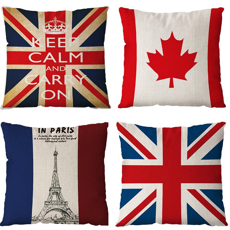 Flag Eiffel Tower Throw Pillow Covers With Digital Printing Of Short Plush Fabric Car-Shaped Sofa Cushion For Office Home Decor