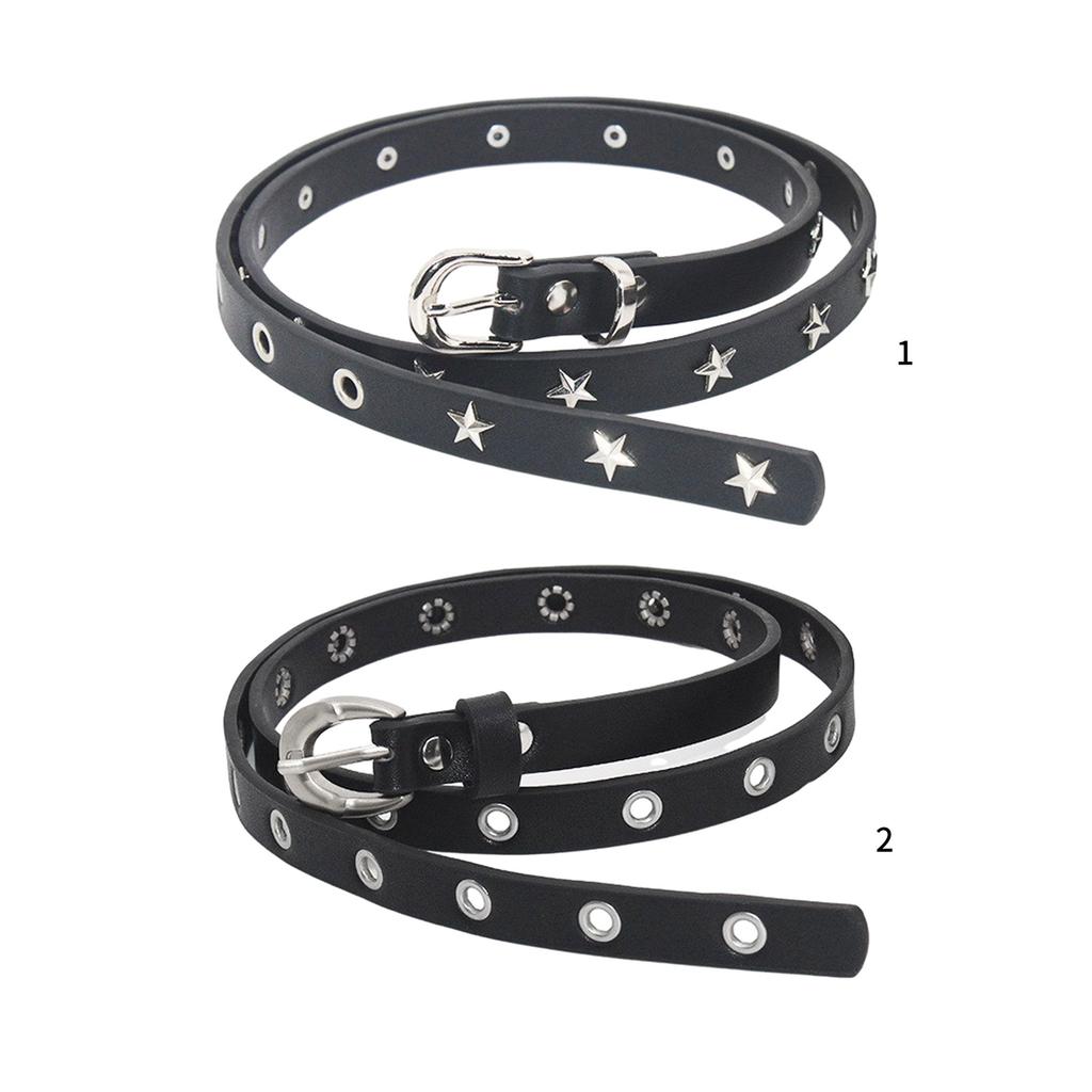 PU Leather Waist Belt with Pin Buckle Harajuku Star Rivet Waist Belt Woman Girls Jeans Dresses Skirt Coat Waistband