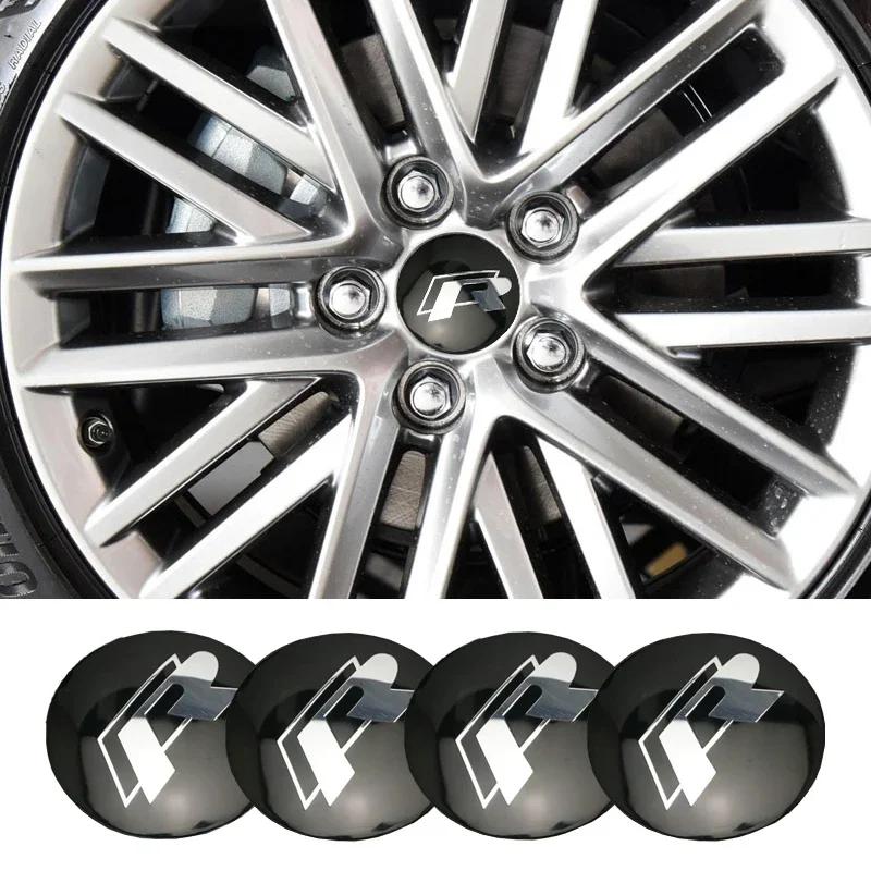 4Pcs 56mm Car Wheel Stickers Center Hub Cap For Volkswagen GTI R-Line R Polo T5 Golf Passat Scirocco Car Emblem Badge Decal