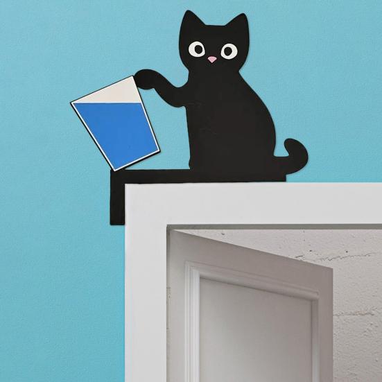 Украшение на дверную коробку для кошки, украшение на деревянную дверную раму, украшение на дверь, угловая табличка на окна дома, настенный декор для любителей кошек, подарок