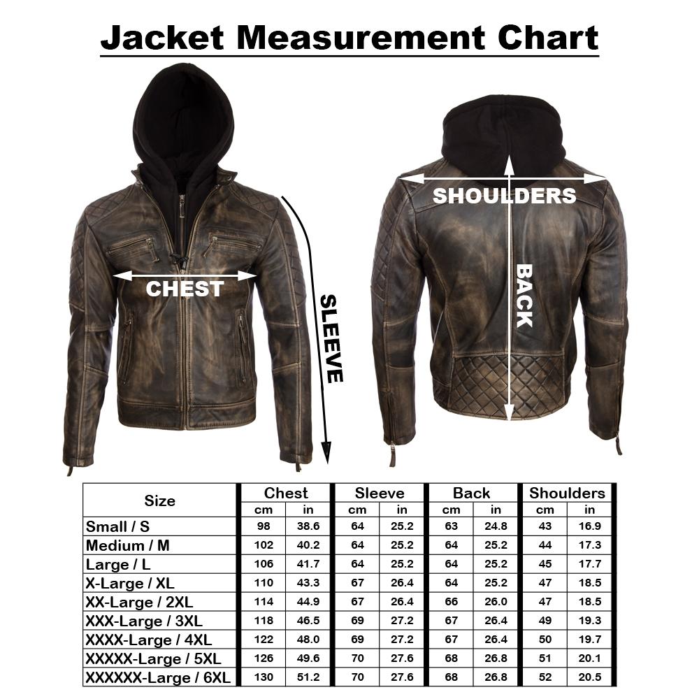 AVIATRIX Men's Real Leather Biker Jacket with Hood (2JB2) - Vegas Black