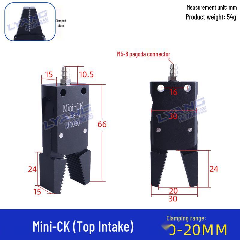 Pneumatic Mini Grippers: A/B/C/E Robot Arm Clamps for Injection Molding (J1060/J1080).
