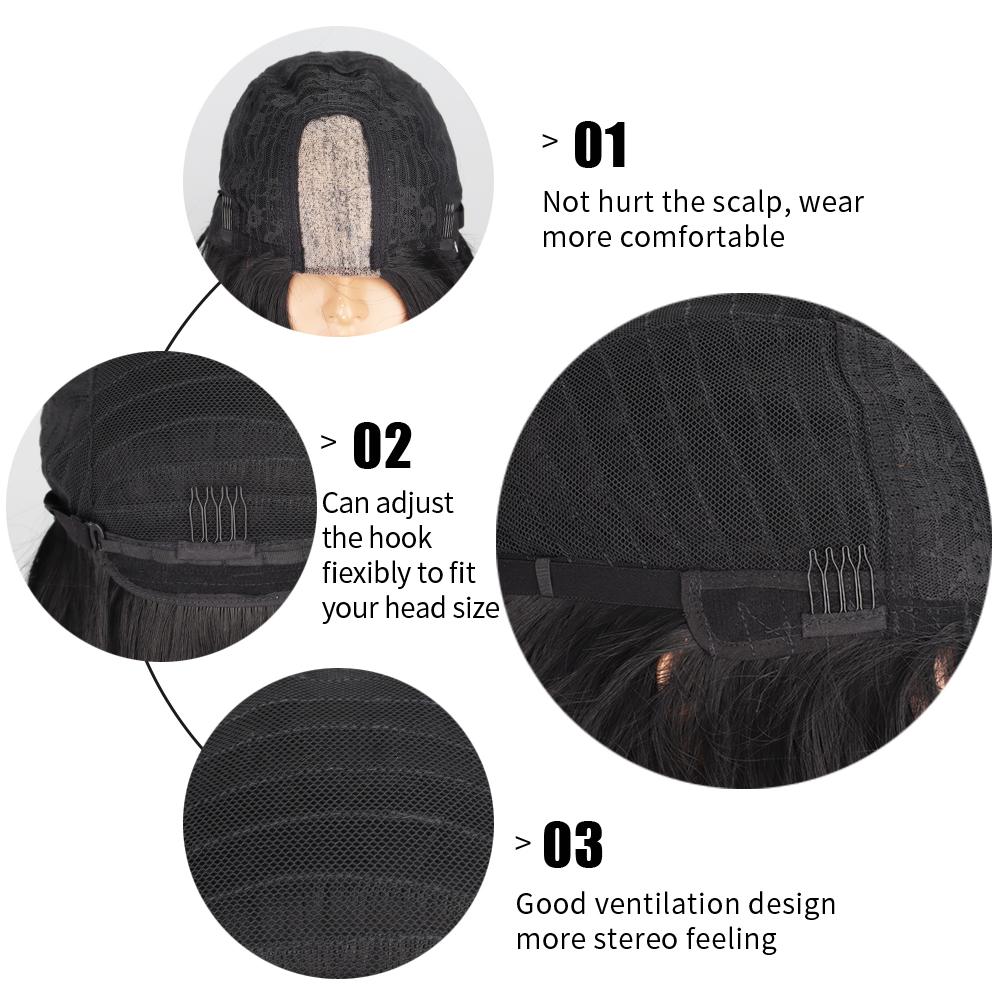 LISI HAIR Женский натуральный черный волнистый парик без челки, синтетическое волокно, натуральный волнистый парик спереди, косплей, повседневная одежда