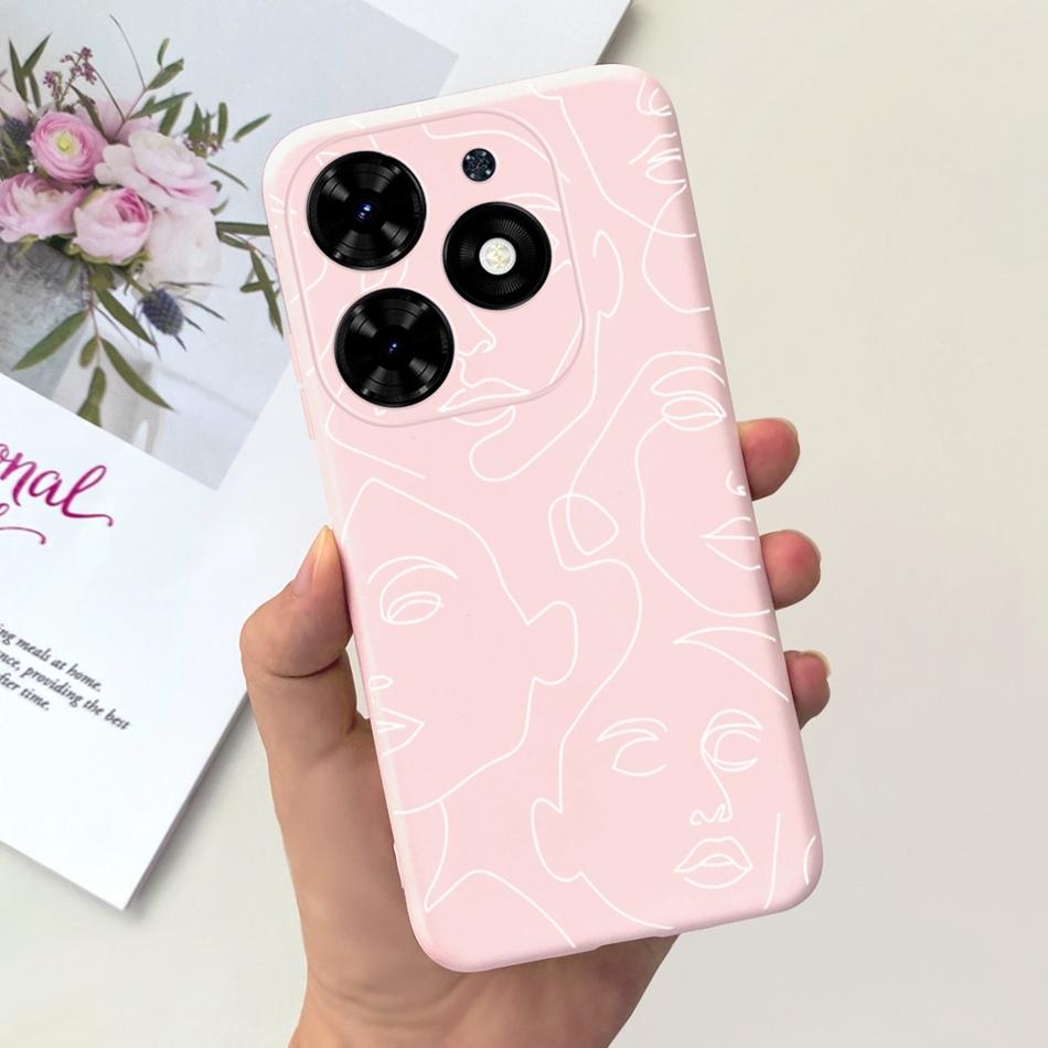 Чехол для Tecno Spark Go 2024 Милый Цветочный Узор Сердечки Конфетный Цвет Мягкий Силикон Тонкая Задняя Крышка Телефона Для Spark Go (2024) BG6