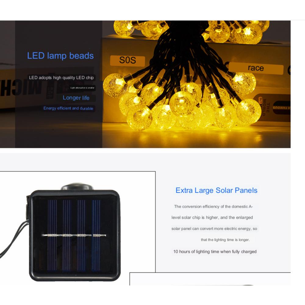 Уличные солнечные гирлянды 60 светодиодов, 11M наружные солнечные водонепроницаемые гирлянды, 8 режимов Уличные солнечные гирлянды для сада, патио, балкона, вечеринки