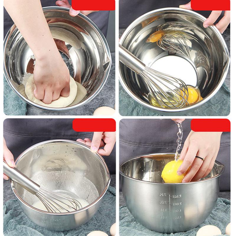 Чаши из нержавеющей стали, нескользящие миски для взбивания салатов, выпечки