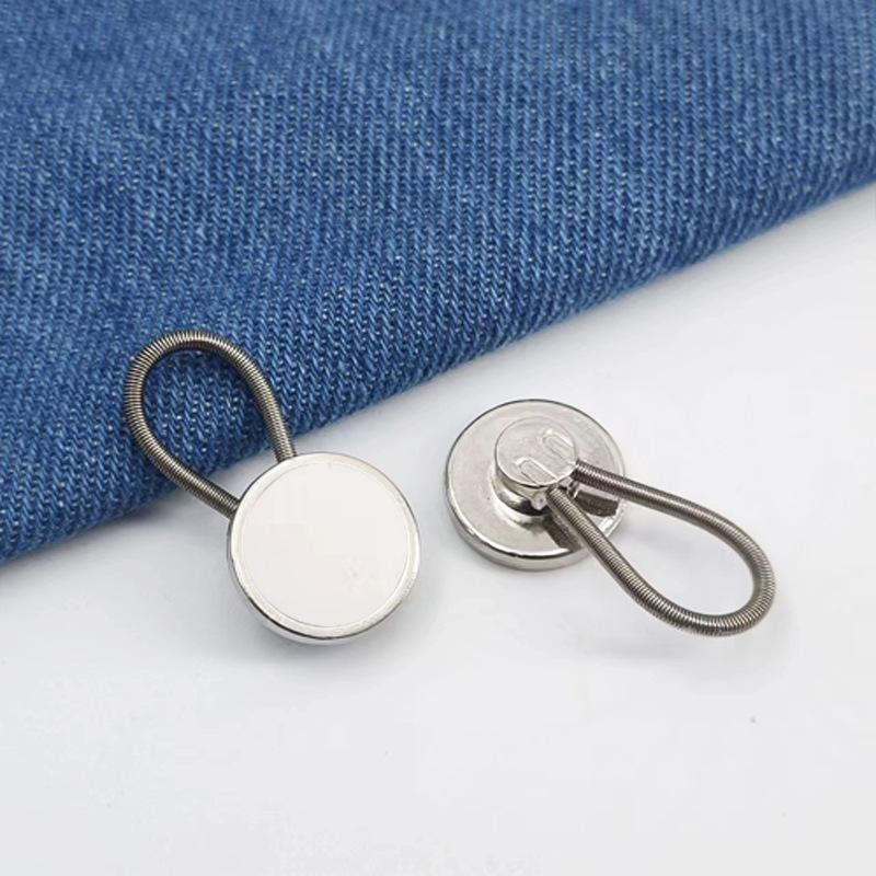 2/6 Pcs 10mm Metal Collar Buttons Extenders Elastic Button Extender Neck Extenders for Women & Men Jeans Skirt Shirt Dress Coat