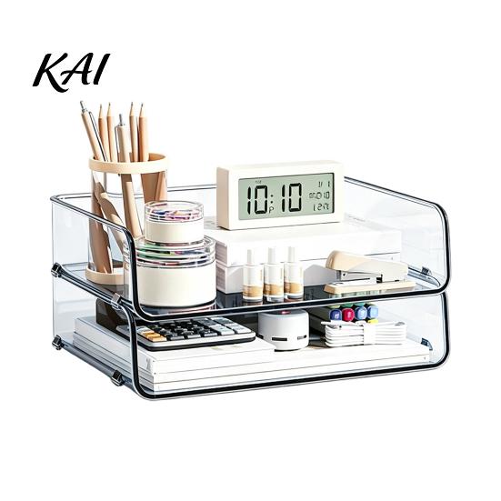 Multi Layer Desk Organizer Clear Acrylic File Tray, 1/2/3/4/5 Tier Paper Ducument Storage Box Box, Stackable Office Supplies Rack