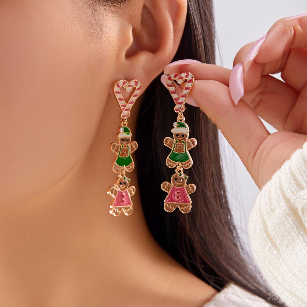 Christmas Theme Alloy Earrings With Suede Tassels Details For Seasonal Wear