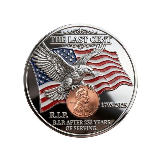 Финальная монета-цент к столетию Необращавшаяся Последняя отчеканенная монета-пенни Памятная монета Символический последний пенни Сувенир 3D-гравированная монета-челлендж для коллекционеров