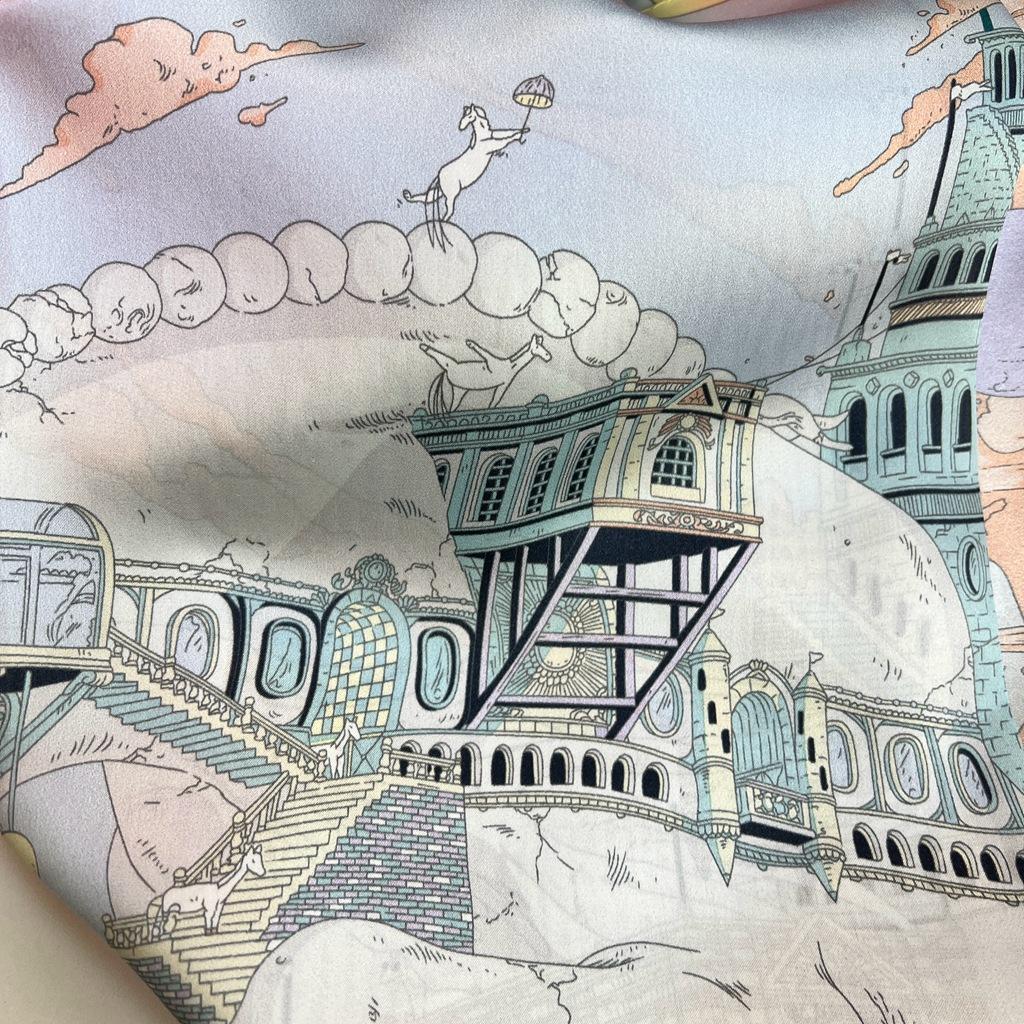 Horse Country 90Cm Silk Satin Silk Scarf Painting Framed Shawl Spring And Summer Scarf Sun Protection Mulberry Silk Square Scarf