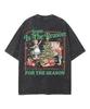 Retro Jesus Is The Season Christmas Tree Front Back Print Faith Graphic Vintage Washed T‑Shirt Unisex Oversized Short Sleeve Top