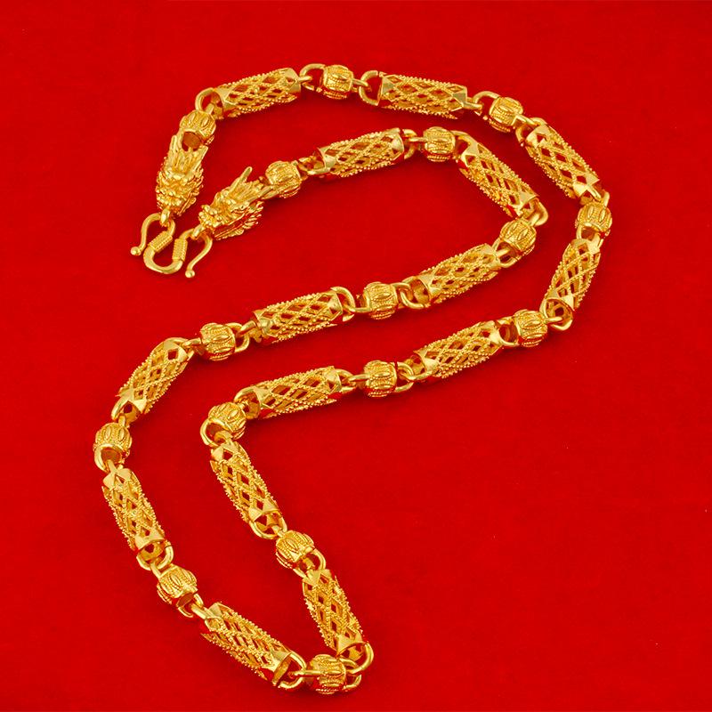 Мужское цилиндрическое колье с бусинами-тыквами с покрытием из 18-каратного золота - Креативный модный аксессуар