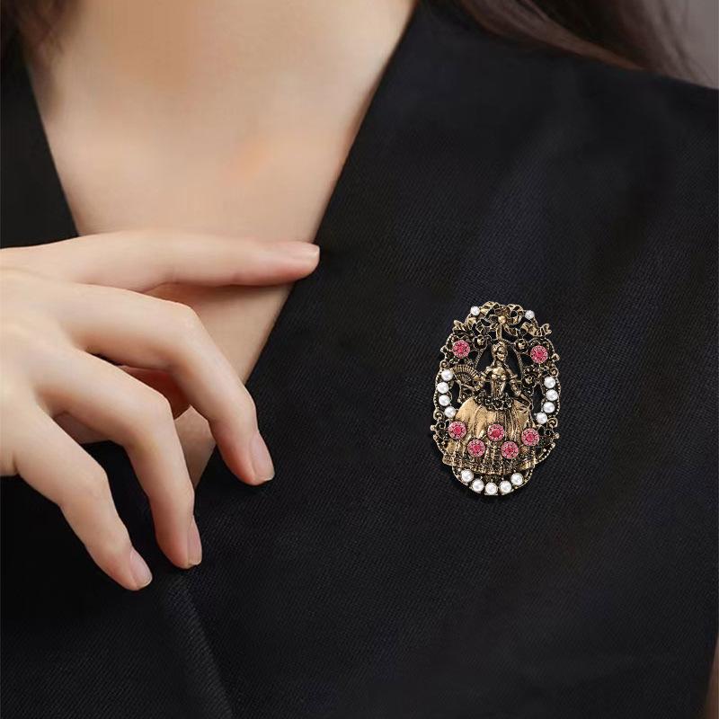 Vintage court style lady brooch elegant high sense niche medieval party princess wreath brooch pin jewelry