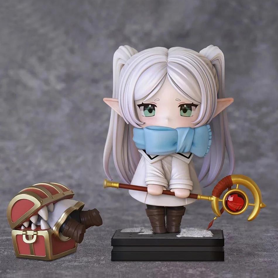 14CM Anime Sousou no Frieren Frieren Figure Winter Clothing Doll Cute Model Standing Posture Toy Collection Aciton Figure Gifts