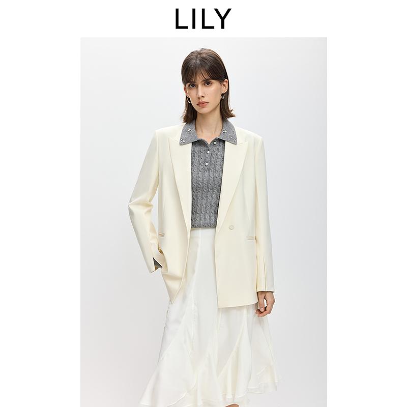 LILY minimalist silhouette white suit jacket