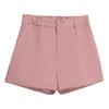 Women Shorts Elastic High Waist Button Zipper Fly Summer Suit Shorts with Pockets Solid